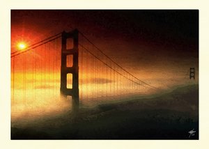 Mist bij zonsondergang bij de Golden Gate door Osvaldo Russo