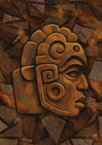 Maya-stenen hoofd door Osvaldo Russo