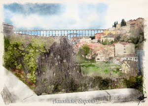 Het Romeinse aquaduct van Segovia door Osvaldo Russo