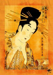 Ukiyo-e: een vrouw die leest door Osvaldo Russo