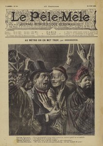 Au metro on en met trop. Illustratie voor Le Pele-Mele door Oswald (after) Heidbrinck