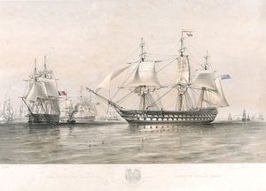 De Engelse en Franse vloten in de Oostzee door Oswald Walters (after) Brierly