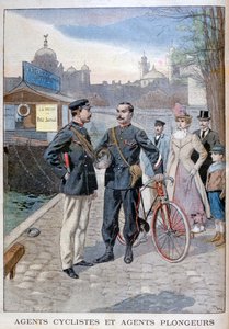 Een fiets- en waterpolitieagent, Parijs, 1900