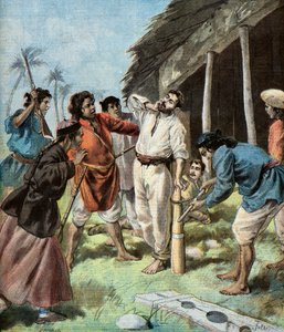 Carrere gevangene van de Pavillons Noirs,1895 (Illustratie) door Oswaldo Tofani