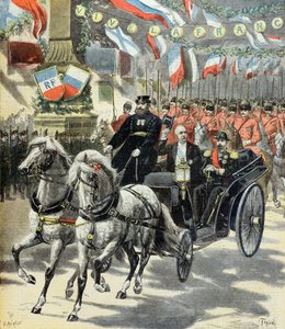 Officieel bezoek van Felix faure aan Sint-Petersburg om de Frans-Russische alliantie te vieren