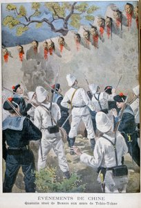 Veertien hoofden van boksers op de muren van Tchio-Tchao, China door Oswaldo Tofani