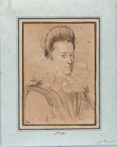 Portret van Eleonore de Medicis (Eleonora de Medici) (1567-1611) Echtgenote van Vincent I van Gonzague, Hertog van Mantua (Vincenzo I Gonzaga, Hertog van Mantua) (1562-1612) Tekening door Ottavio Leoni (1578-1630) Genua, Musei di Strada Nuova, inv 2432 door Ottavio Mario Leoni