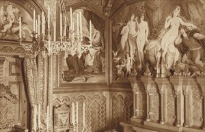 Beiers koningskasteel Neuschwanstein, studeerkamer, afbeeldingen van de Tannhäuser-legende door Otto Ballerstedt