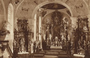 Parochiekerk, Oberammergau, interieur van de kerk door Otto Ballerstedt