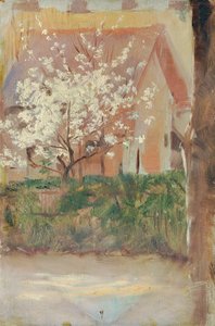 Witbloeiende boom in de voortuin door Otto Friedrich