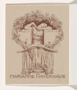 Ex libris van Marianne Brockhaus door Otto Greiner (signed by artist)