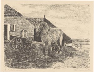 Amelandsche merrie door Otto Hanrath (signed by artist)
