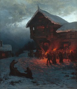 Gevecht op een kerstfeest, München door Otto Ludvig Sinding