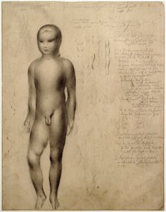 Staande naakte jongen. Studie voor lithografie van 1923