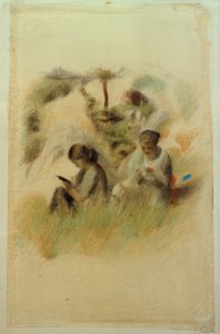 Twee vrouwen in landschap
