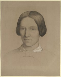 Portret van Emilie Scholderer, de moeder van de kunstenaar, en face door Otto Scholderer