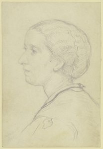 Portret van Luise Steuerwaldt, de toekomstige vrouw van de kunstenaar, in linkerprofiel door Otto Scholderer