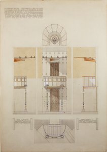 Schets voor de preekstoel van de kerk van Steinhof, het centrale ziekenhuis voor geesteszieken in Wenen ... door Otto Wagner
