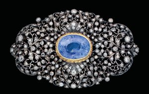 Ottomaanse broche met diamant en saffier