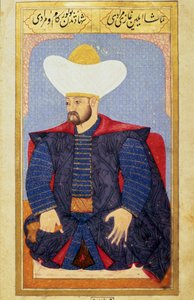 Portret van de Sultan van het Ottomaanse Rijk Murad I (1326-1389). Miniatuur uit het manuscript 