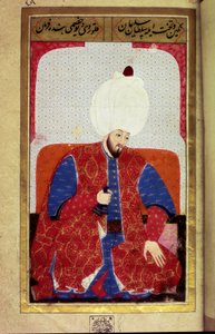 Soliman (Suleyman) I de Prachtige (1494-1566), Sultan Ottomaanse Rijk. Miniatuur uit het manuscript 