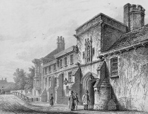 College Gate en Wardens Lodge Winchester, ca. 1830