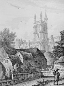 College Tower, Bibliotheek en Molen Winchester, ca. 1830 door Owen Brown Carter
