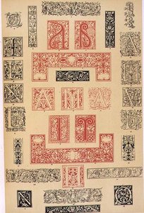 Specimens van Typografische Versieringen uit de 16e eeuw Italië en Frankrijk, gepubliceerd door Aldine, Giunta en Stephan, hoofdstuk XIX, plaat XC, uit 