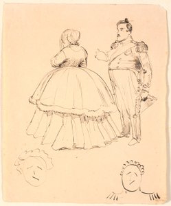 Karikatuur van Frederik VII en Gravin Danner; onderaan Christian VIII