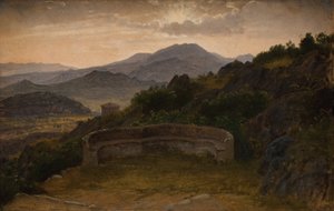 Landschap bij Subiaco. Zonsondergang door P.C. Skovgaard