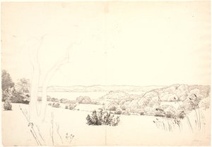 Landschap met uitzicht over Skarrit meer door P.C. Skovgaard