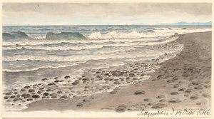 Strand met uitzicht over Kattegat naar Kullen door P.C. Skovgaard