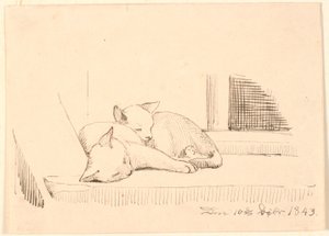 Twee slapende katten door P.C. Skovgaard