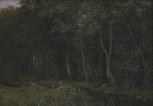 Schemering in een bos bij Iselingen Manor, Seeland door P.C. Skovgaard