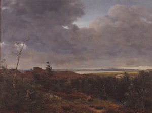 Uitzicht op Frederiksværk vanuit het Tisvilde bos, Noord-Seeland door P.C. Skovgaard