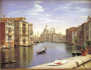 Uitzicht op het Canal Grande, Venetië. Op de achtergrond S. Maria della Salute