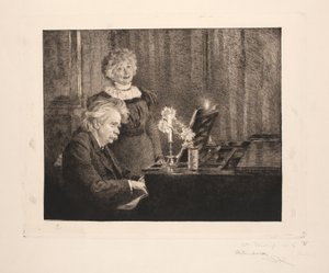 Edvard en Nina Grieg bij de piano door Peder Severin Krøyer