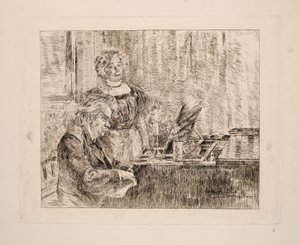 Edvard en Nina Grieg bij de piano door Peder Severin Krøyer