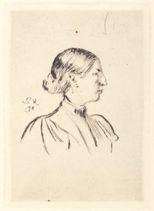 Portret van Anna Ancher, profiel door Peder Severin Krøyer