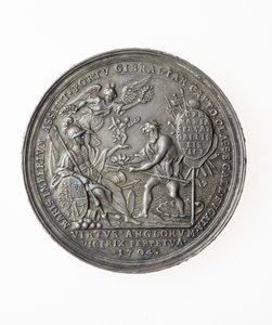 Medaille ter herdenking van Britse overwinningen, 1704 (zilver) door P. H. Muller