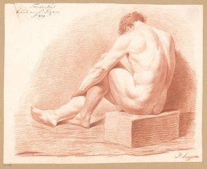 Zittend mannelijk naakt, op de rug gezien (2e prijs 1809)