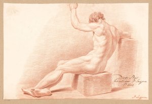 Zittend mannelijk naakt, op de rug gezien (3e prijs 1807)