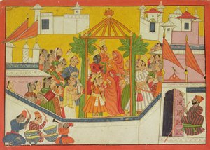 Het huwelijk van Rama en zijn broers, uit de Sangri Ramayana