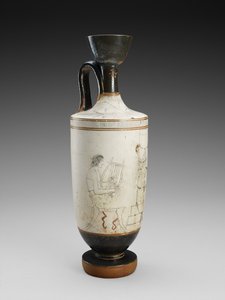 Schouder Lekythos met polychrome schildering van een begrafenisscène