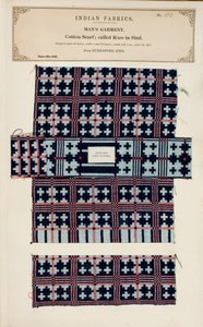 Katoenen sjaalmonster uit Nurrapore in Sind, uit The Collection of the Textile Manufacturers of India, door John Forbes Watson, gepubliceerd in 1866