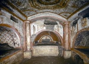 vroegchristelijke kunst: Catacomben van Domitilla. Cubiculum van Orpheus, midden 3e eeuw (fresco)