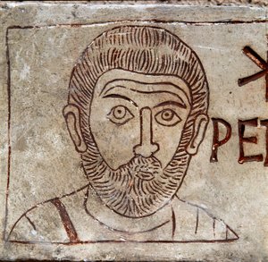 Voorstelling van Sint-Pieter. Paleochristelijke graffiti uit Aquileia. 1e eeuw na Christus. Aquileia, Museo Nazionale Paleocristiano