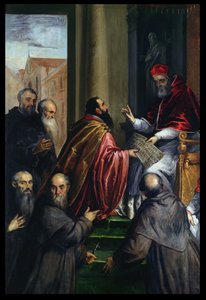 Paus Paulus IV overhandigt een statuut door Palma Il Giovane