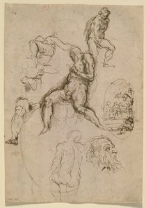 Blad met studies voor schilderij in de Salone del Maggior Consiglio, Dogepaleis, Venetië