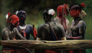 Tegen het hek, 2004 (pastel) door Pamela Patrick White